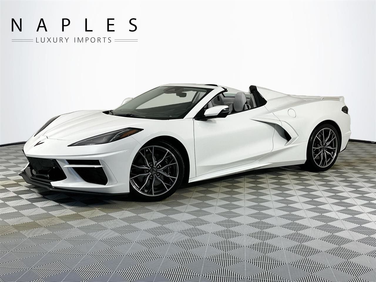 2024 Chevrolet Corvette Stingray 3LT in Arctic White — front three-quarter view