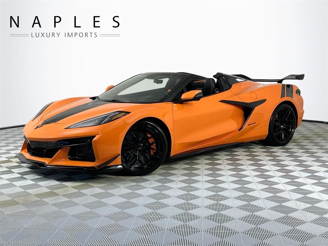 2023 Chevrolet Corvette Z06 3LZ in Amplify Orange Tintcoat — front three-quarter view