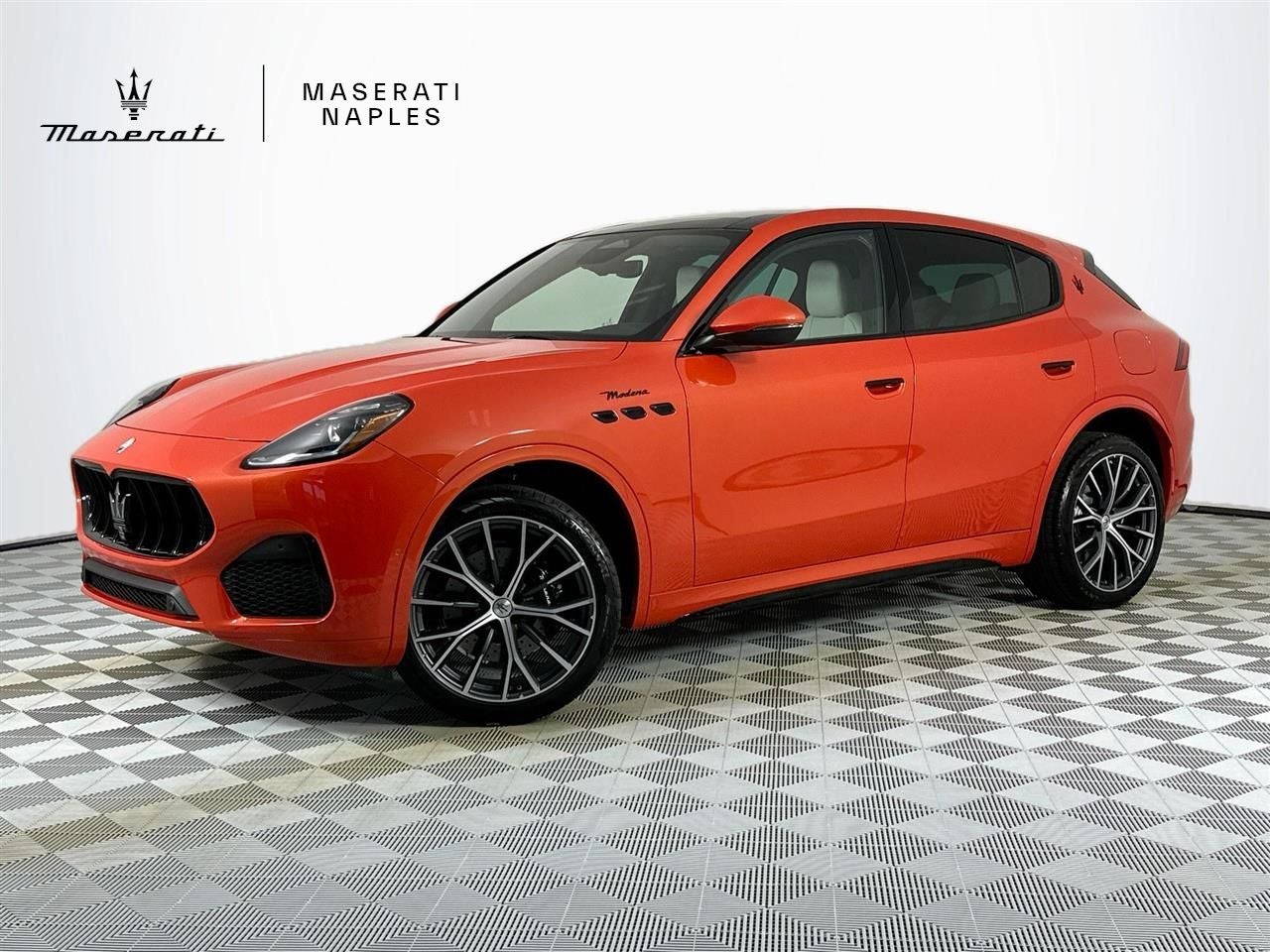 2026 Maserati Grecale Modena in Orange — front three-quarter view